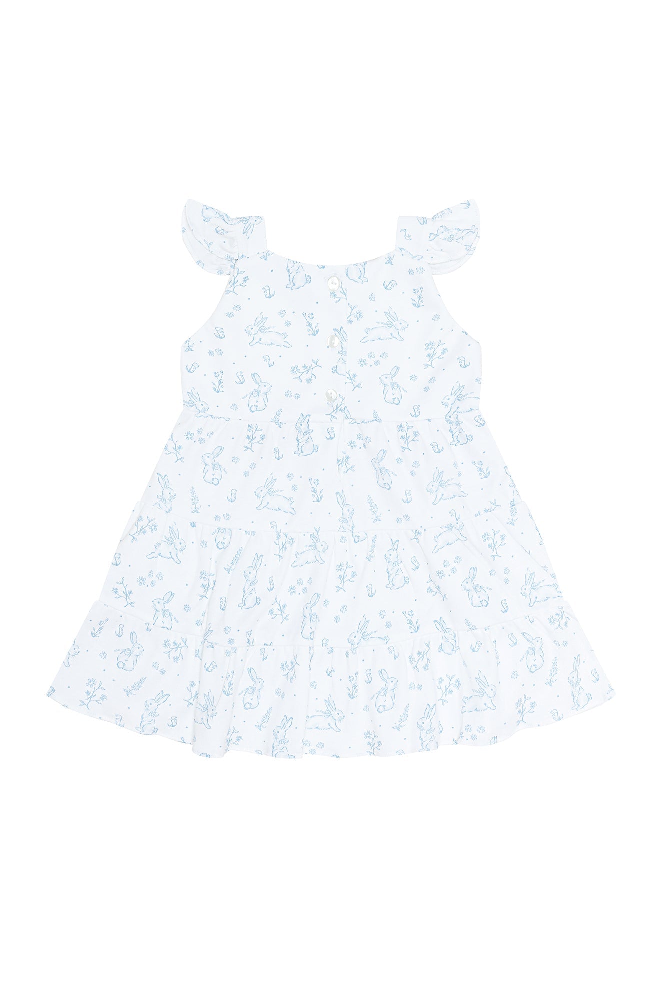 Image of Blue Bunny Toile Ruffle Dress
